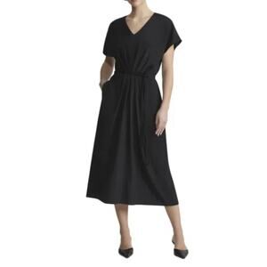 Lafayette 148 New York Belted V-Neck Silk-Blend Dress Black Women’s Size 0